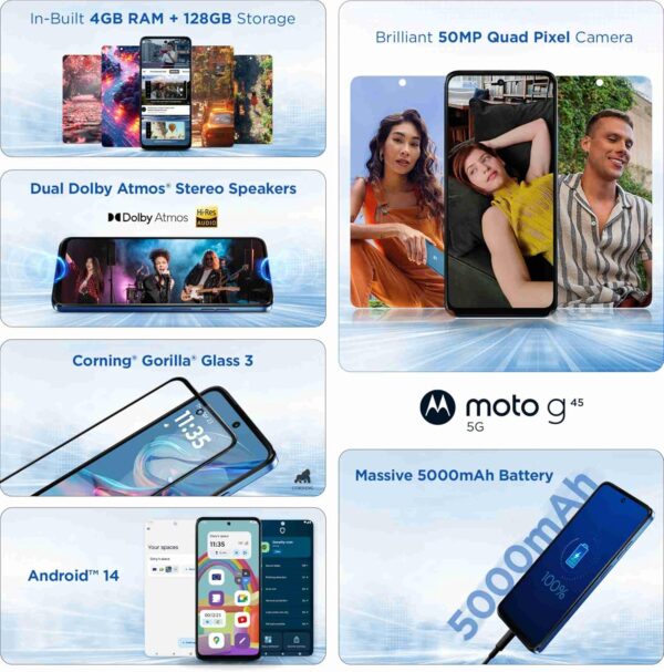 Motorola G45 5G (Brilliant Blue, 8GB RAM, 128GB Storage) - Image 8