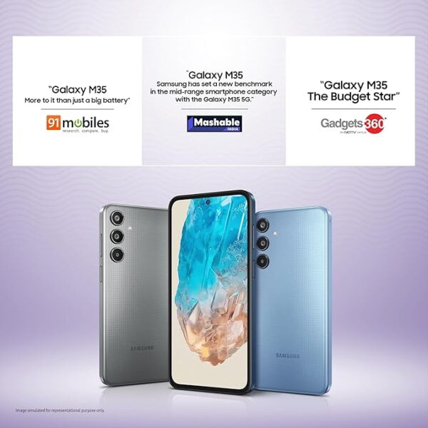 Samsung Galaxy M35 5G (Thunder Grey,6GB RAM,128GB Storage)| Corning Gorilla Glass Victus+| AnTuTu Score 595K+ | Vapour Cooling Chamber | 6000mAh Battery | 120Hz Super AMOLED Display| Without Charger - Image 3